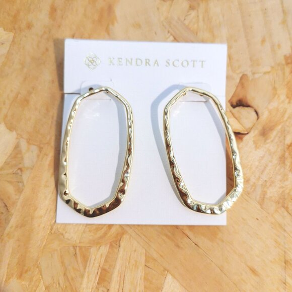 NEW Kendra Scott Zorte Hoop Earrings Gold - Picture 1 of 4